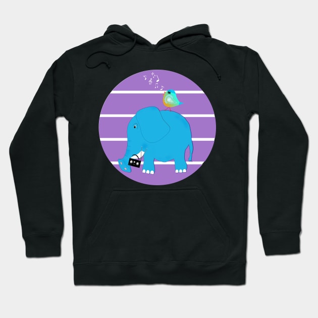 Elephant and Chicken Enjoy the Music - #Septcho19 Hoodie by innerspectrum